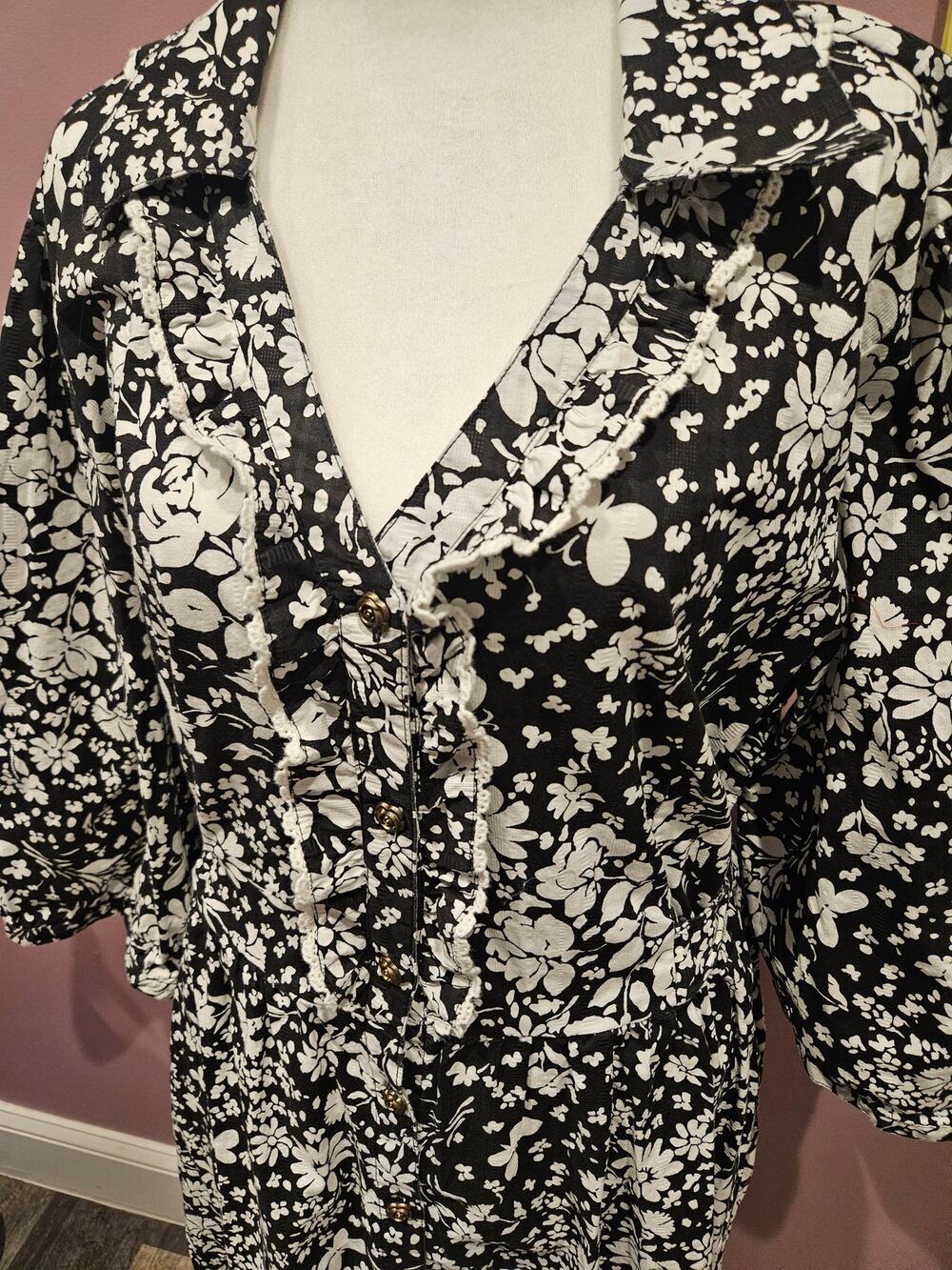 Vtg Lanz of salzburg rose button down maxi shirt dress 2xl cottage cottage mumu